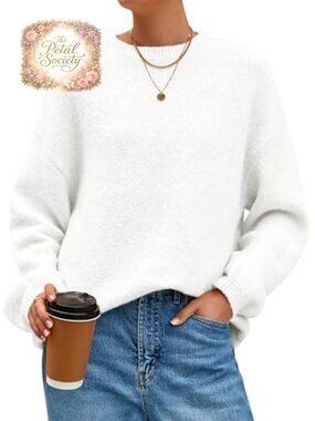 Fuzzy Long Sleeve Chunky Oversized Sweater Crewneck Pullover